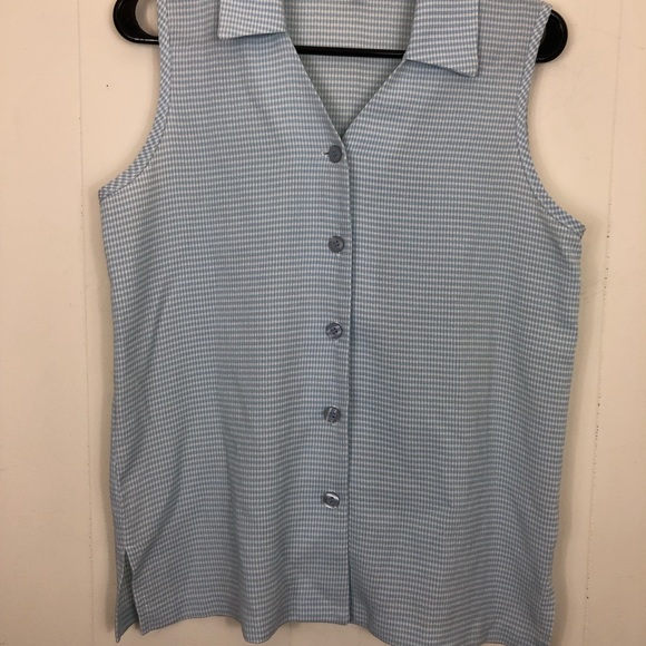 Vintage Gingham Sleeveless Button Down  Sz S - Picture 3 of 6
